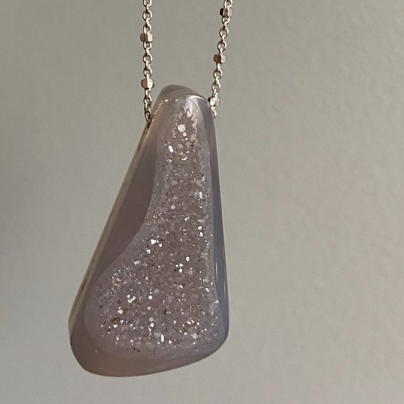 Pratt Daddy Druzy Agate Pendant with Sterling Silver station chain - Rare - Picture 2 of 9